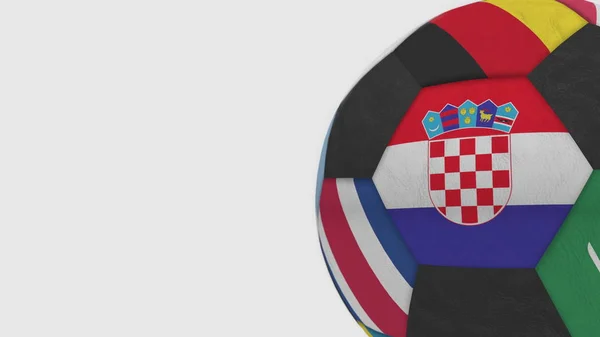 Voetbal bal met verschillende nationale teams accenten vlag van Kroatië. 3D-rendering — Stockfoto