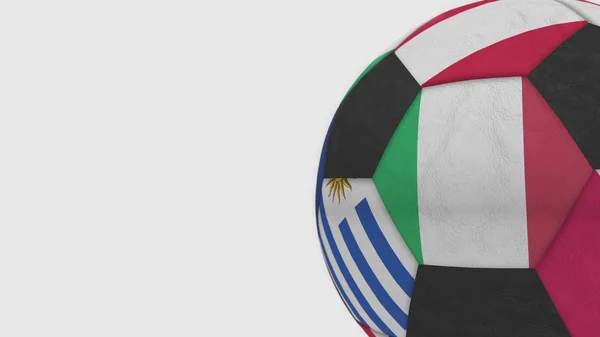 Pelota de fútbol con diferentes equipos nacionales acentos bandera de Italia. Renderizado 3D — Foto de Stock