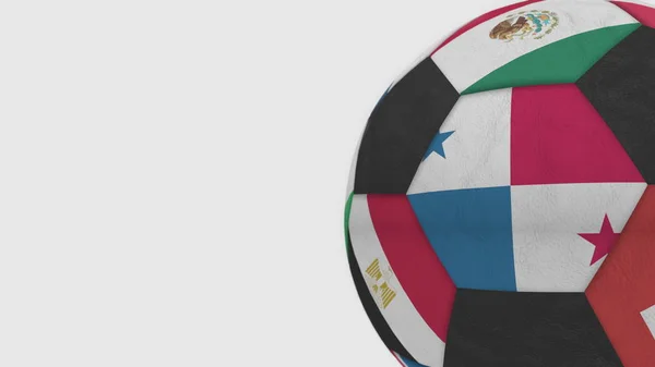 Fußball mit verschiedenen Nationalmannschaften Akzente Flagge von Panama. 3D-Darstellung — Stockfoto
