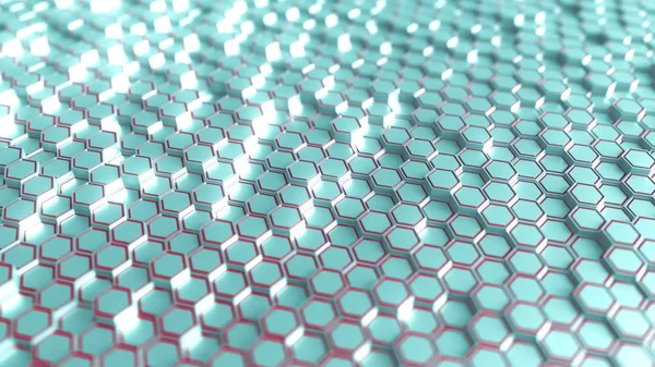 Futuristic blue and red hexagonal prisms background, 3D rendering — Stock Photo, Image