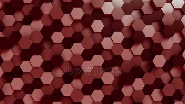 Moving red hexagons loopable motion background — Stock Video
