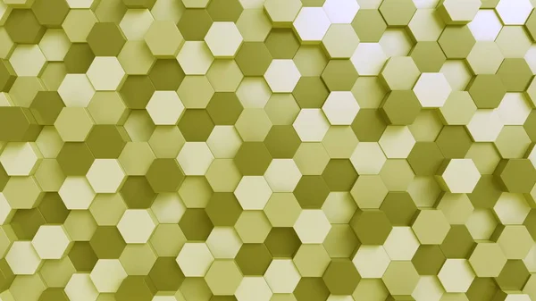 Yellow hexagonal prisms background 3D rendering — Stock Photo, Image