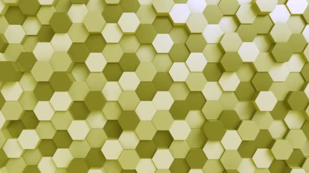 Movimiento amarillo prismas hexagonales fondo de movimiento loopable — Vídeo de stock