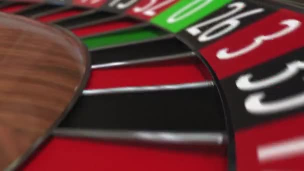 Casino roulette wiel bal hits 30 dertig rood — Stockvideo