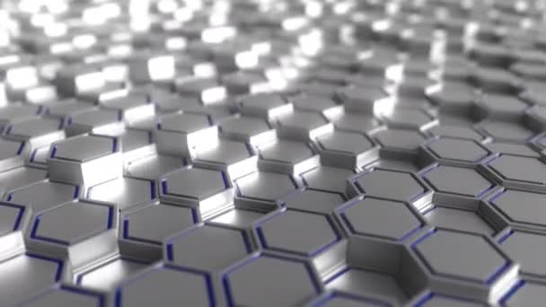 Fondo de movimiento de prismas hexagonales grises y azules, lazo sin costuras — Vídeo de stock