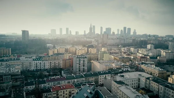 Letecké Panorama Varšavy střílel, Polsko — Stock fotografie