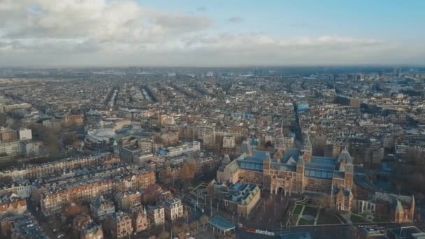 Аэросъемка Амстердама, Нидерланды — стоковое видео