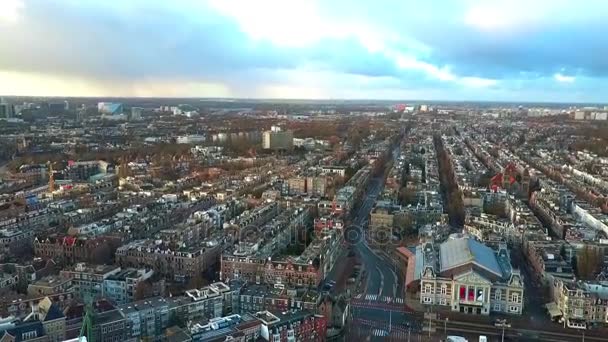 Royal Concertgebouw ya da konser salonu, Hollanda içeren Amsterdam cityscape havadan görünümü — Stok video