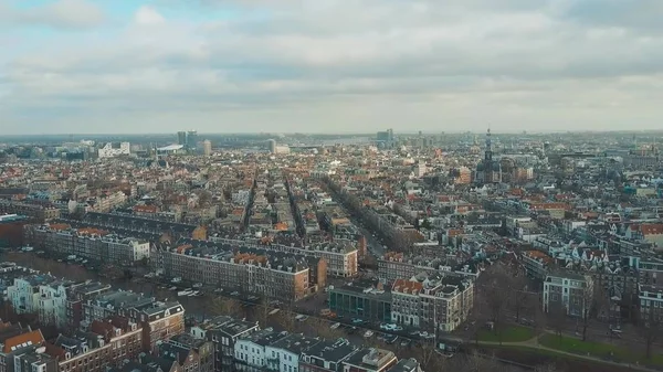 Vista aérea del paisaje urbano de Ámsterdam, Países Bajos —  Fotos de Stock