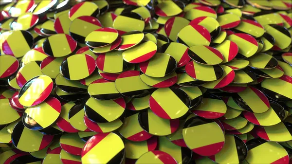 Montón de insignias con banderas de Bélgica. Renderizado 3D —  Fotos de Stock