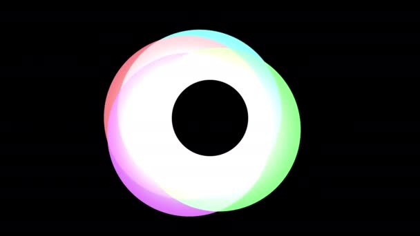 Círculos abstractos negro, blanco y multicolor fondo de movimiento loopable — Vídeo de stock