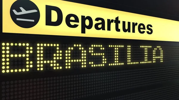 Uluslararası Havaalanı gidiş gemide uçuş Brasilia için. Brezilya'ya kavramsal 3d render seyahat — Stok fotoğraf