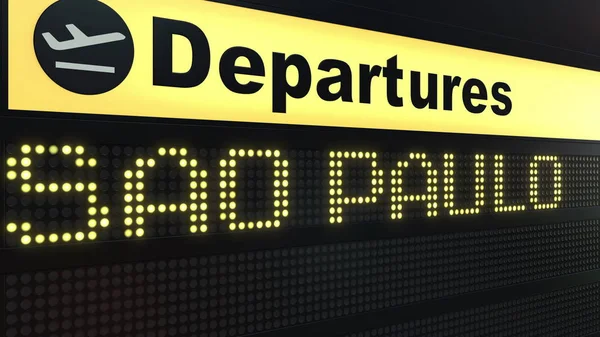 Vlucht naar Sao Paulo op een internationale luchthaven vertrek bord. Reizen naar Brazilië conceptuele 3D-rendering — Stockfoto