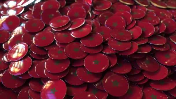 Stapel van badges met vlaggen van Marokko — Stockvideo