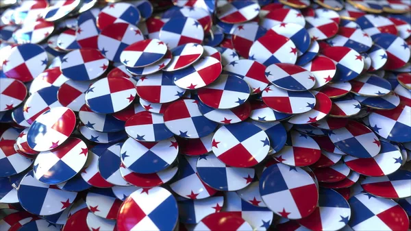 Montón de insignias con banderas de Panamá, representación 3D —  Fotos de Stock