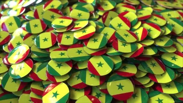 Montón de insignias con banderas de Senegal — Vídeos de Stock