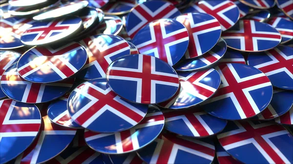 Högen av märken med flaggor på Island. 3D-rendering — Stockfoto