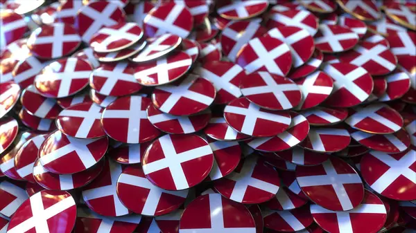 Kupie odznaki featuring flagi z Danii. renderowania 3D — Zdjęcie stockowe