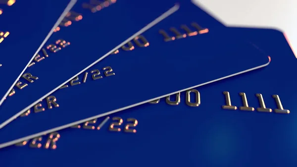 Modrá bankovní karty, 3d vykreslování — Stock fotografie