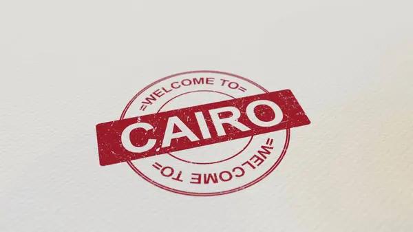 Willkommen zu Kairo Stempel roter Druck auf dem Papier. 3D-Darstellung — Stockfoto