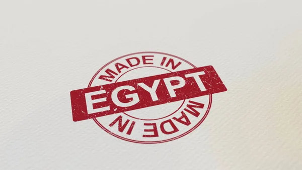 FABRIQUÉ EN EGYPTE timbre imprimé en rouge sur le papier. rendu 3D — Photo