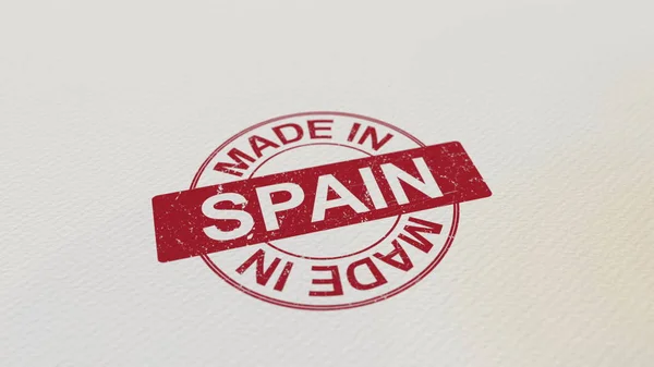 MADE IN SPAIN stamp red print on the paper. 3D rendering — Stock Photo, Image