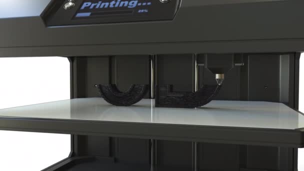 Printing black volumetric text with modern 3D printer, time lapse animation — Stock Video