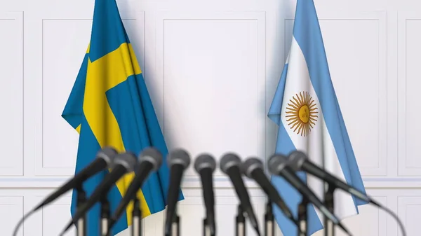 Національних прапорів Швеції та Аргентині Міжнародна нарада або конференції. 3D-рендерінг — стокове фото