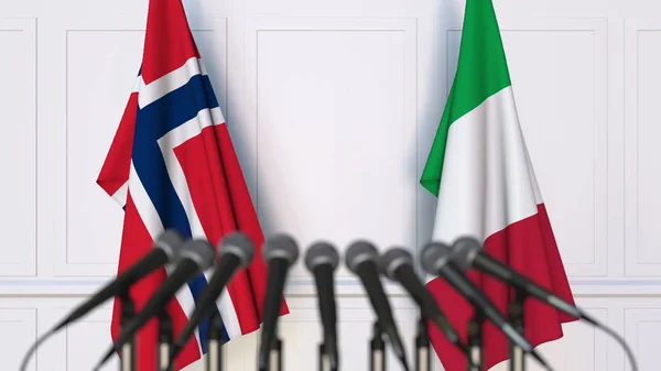 国際会議や会議でノルウェーおよびイタリアのフラグです。3 d レンダリング — ストック写真