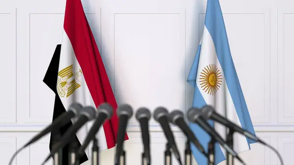 Zászlók és Egyiptom Argentína nemzetközi találkozó és konferencia. 3D-leképezés — Stock Fotó