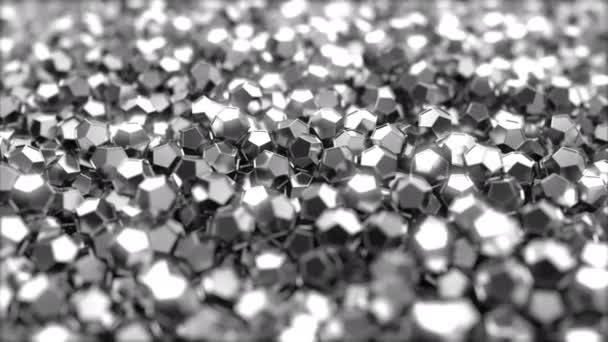 Haufen abstrakter regelmäßiger Dodekaeder-Stücke aus Metall — Stockvideo