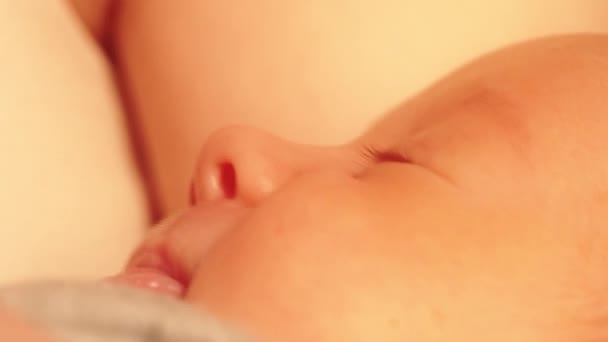 彼女のお母さんの手で寝ている生まれたばかりの赤ちゃん女の子 — ストック動画