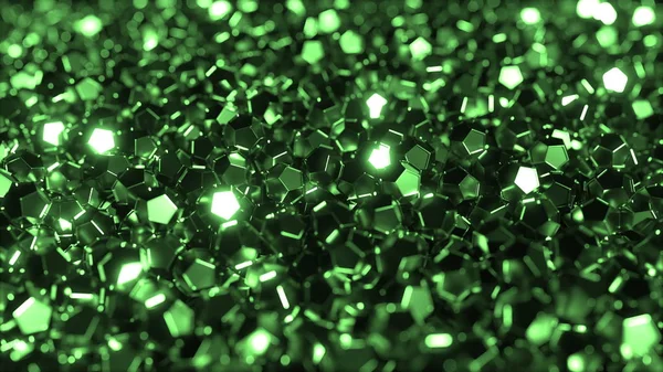 Pilha de cristais verdes brilhantes, renderização 3D — Fotografia de Stock
