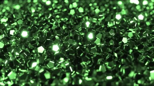 Куча блестящих зелёных кристаллов — стоковое видео