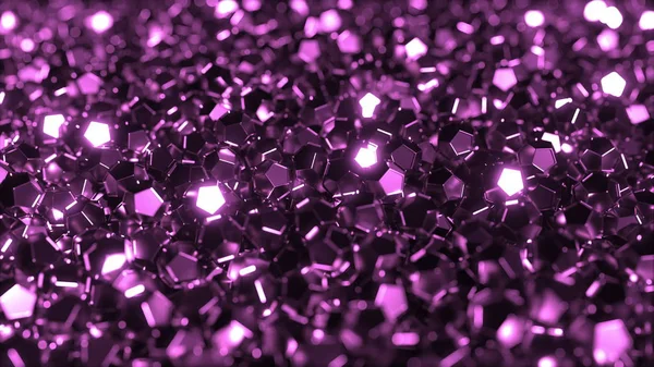 Kupie błyszczący fioletowych kryształów, renderowania 3d — Zdjęcie stockowe
