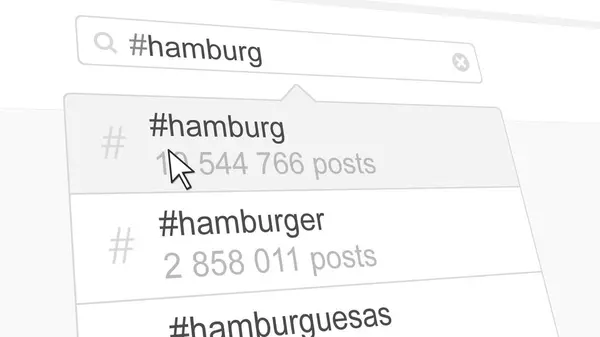 Hamburg hashtag wyszukiwania za pośrednictwem mediów społecznościowych posty. renderowania 3D — Zdjęcie stockowe