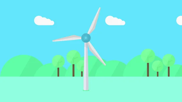 Turbina eólica em ação, desenho animado ilustração — Fotografia de Stock