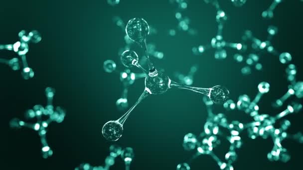 Cyaan glas molecuul modellen. Loopbare beweging achtergrond — Stockvideo