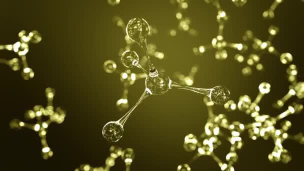 Sárga üveg molekula modellek. Loopable-mozgó háttér — Stock videók