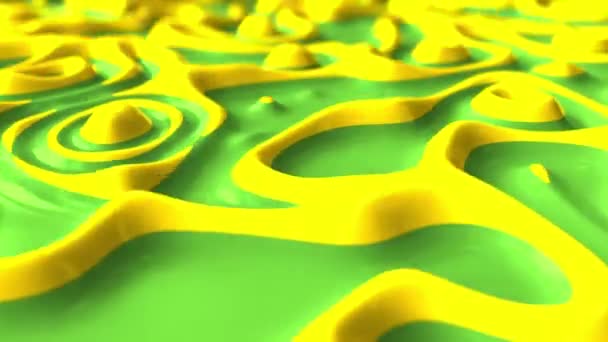 Streszczenie płyn zielony i żółty farby wrzenia. Zapętlić 3d ruchu tła — Wideo stockowe