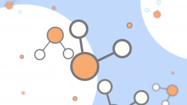 Orange und weiße Cartoon-Molekül-Modelle. Lückenhafte Animation — Stockvideo