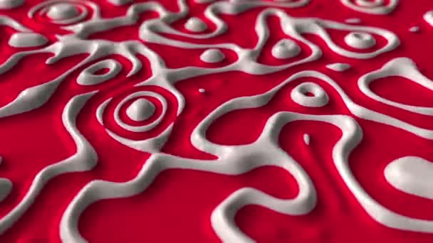 Tintas vermelhas e brancas líquidas abstratas. Loopable 3D fundo movimento — Vídeo de Stock