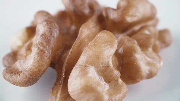Shelled raw walnut macro shot — Stock Photo, Image
