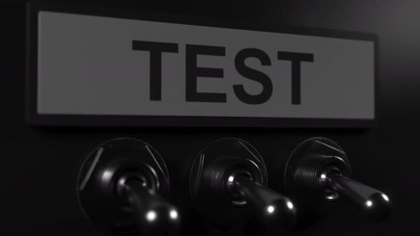 Switching toggle switch TEST conceptual 3D animation — Stock Video