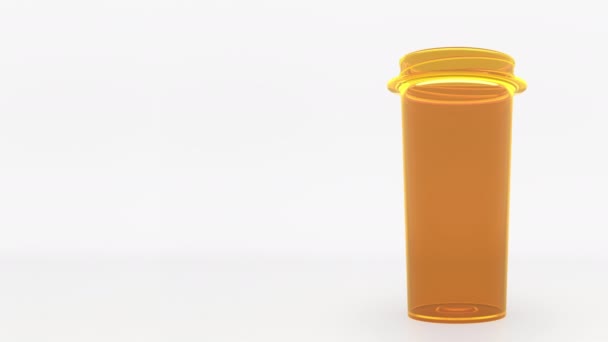 Vitamín A generických léků pilulky v láhvi předpis. Konceptuální 3d animace — Stock video