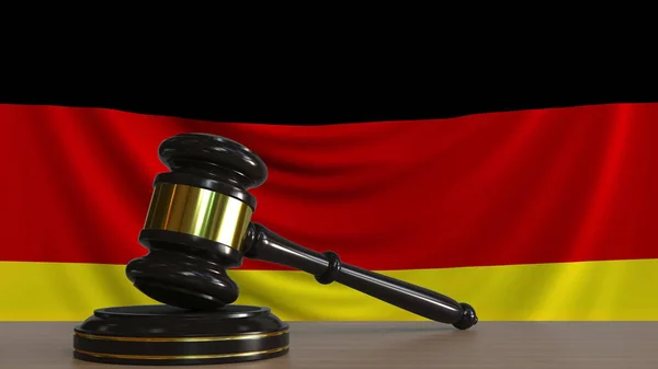 Richter schimpfen und blockieren gegen die Flagge Deutschlands. Deutsches Gericht konzeptionelles 3D-Rendering — Stockfoto