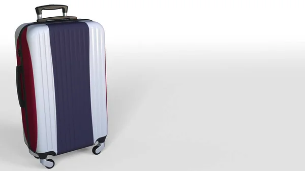 有泰国国旗的旅行者手提箱。泰国旅游概念3d 渲染, 标题空白空间 — 图库照片