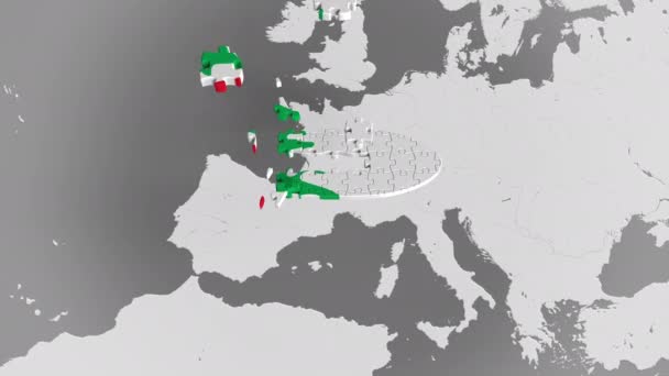 飛行機のパズル世界地図に対するレバノンの全室フラグ。レバノン観光概念 3 d アニメーション — ストック動画