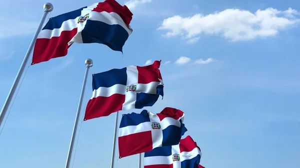Размахивая флагами Доминиканской Республики против неба. 3D рендеринг — стоковое фото