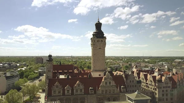 Aerial view of the Neues Rathaus or New Town Hall in Leipzig, Germany — Stock Photo, Image